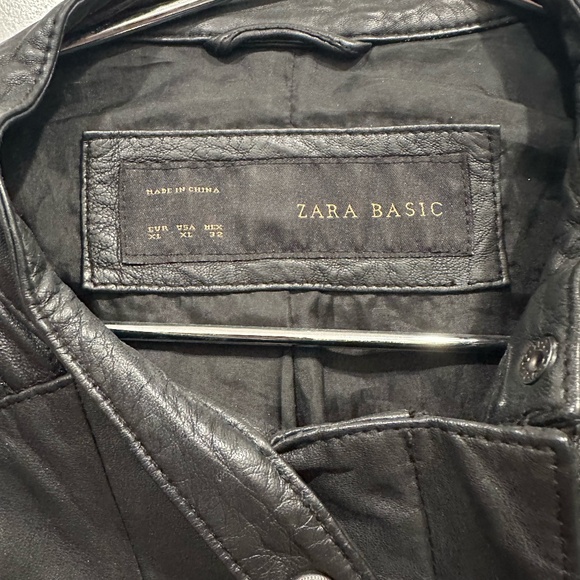 ZARA Black Leather Moto Jacket – Size XL - Picture 4 of 5